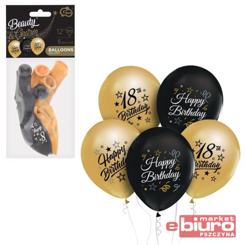 BALONY B&C 12" Z NADR 18 ZŁOTE I CZARNE 5SZT