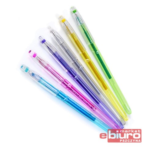 DŁUGOPISY DIAMENTOWE Z BROKATEM 6 KOLORÓW KIDEA