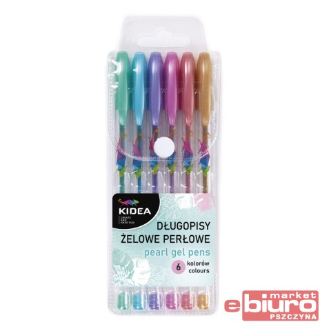 DŁUGOPISY ŻELOWE PERŁOWE 6 KOLORÓW KIDEA