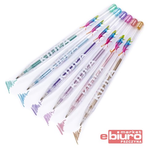 DŁUGOPISY ŻELOWE PERŁOWE 6 KOLORÓW KIDEA