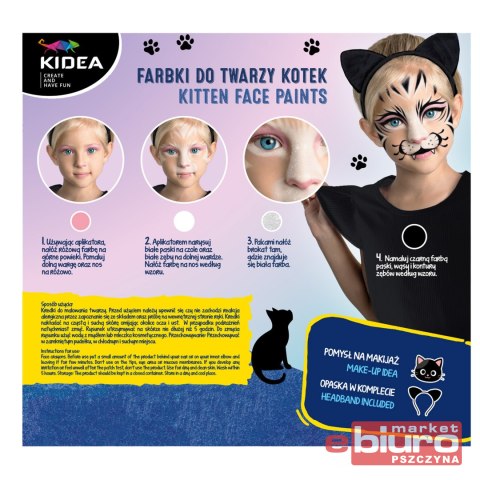 FARBY DO TWARZY ZESTAW Z OPASKĄ KOTEK KIDEA