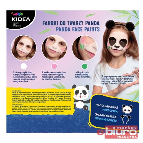 FARBY DO TWARZY ZESTAW Z OPASKĄ PANDA KIDEA