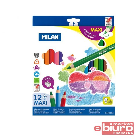 KREDKI MAXI TRÓJKĄTNE 12 KOLORÓW 0722612 MILAN