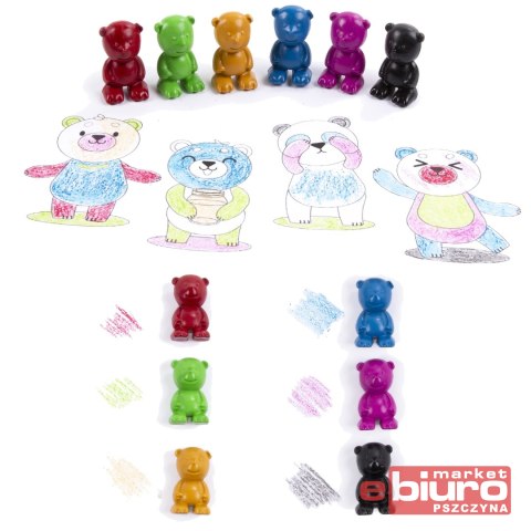 KREDKI MISIE DO NAUKI RYSOWANIA 6 KOLORÓW KIDEA