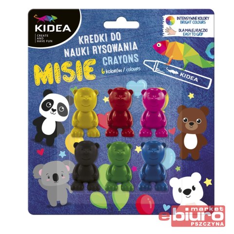 KREDKI MISIE DO NAUKI RYSOWANIA 6 KOLORÓW KIDEA