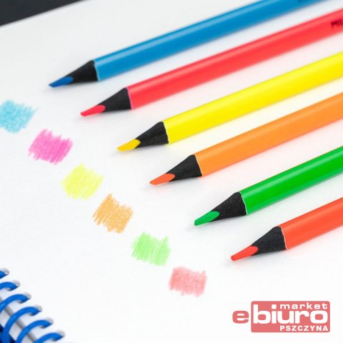 KREDKI TRÓJKĄTNE FLUO 6 KOLORÓW 0752306 MILAN