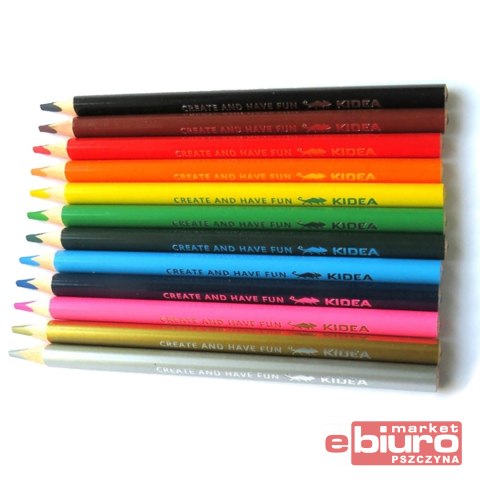 KREDKI TRÓJKĄTNE GRUBE 12 KOLORÓW KIDEA