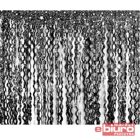 KURTYNA B&C SPIRALE SREBRNE GWIAZDKI CZARNA GODAN
