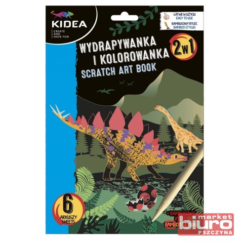 WYDRAPYWANKA I KOLOROWANKA 2W1 DINOZAURY KIDEA