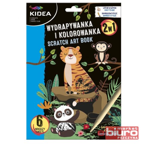 WYDRAPYWANKA I KOLOROWANKA 2W1 ZWIERZĘTA KIDEA