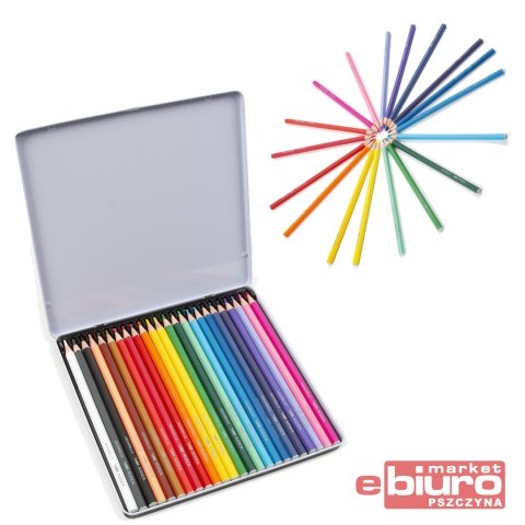 KREDKI AKWARELOWE 24 KOL. W METALOWYM PUDEŁKU