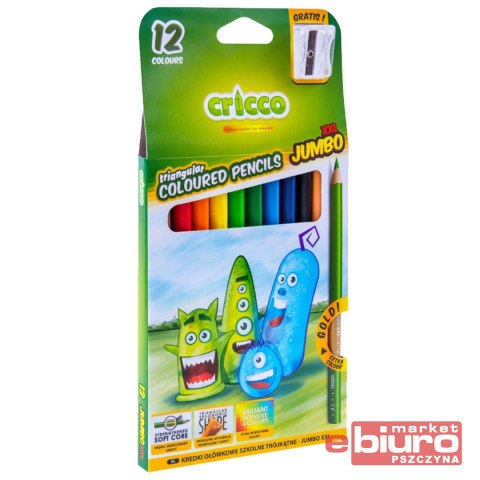 KREDKI CRICCO TRÓJKĄTNE GRUBE 12 KOLORÓW