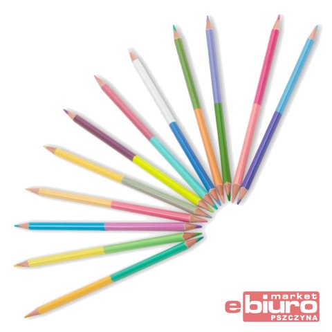 KREDKI TRÓJKĄTNE DWUSTRONNE PASTELOWE 24 KOL.