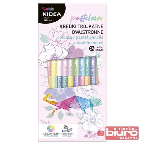 KREDKI TRÓJKĄTNE DWUSTRONNE PASTELOWE 24 KOL.