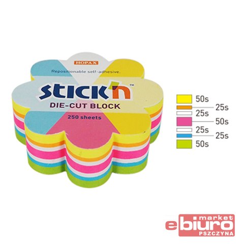 NOTES KWIATEK 67X67MM MIX 5 KOL NEON, BIAŁY