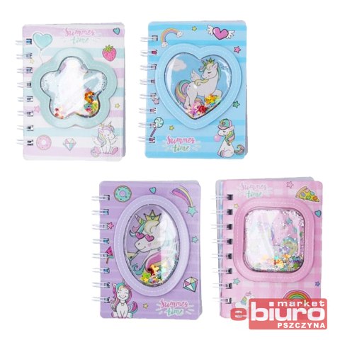 NOTES W017813 8X11,5CM Z BROKATEM JEDNOROŻEC MFP