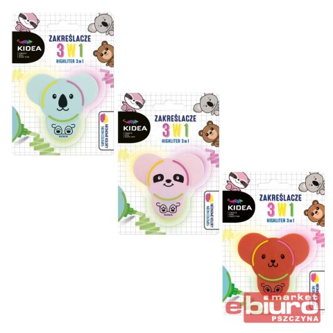 ZAKREŚLACZE Z FIGURKĄ 3W1 KIDEA