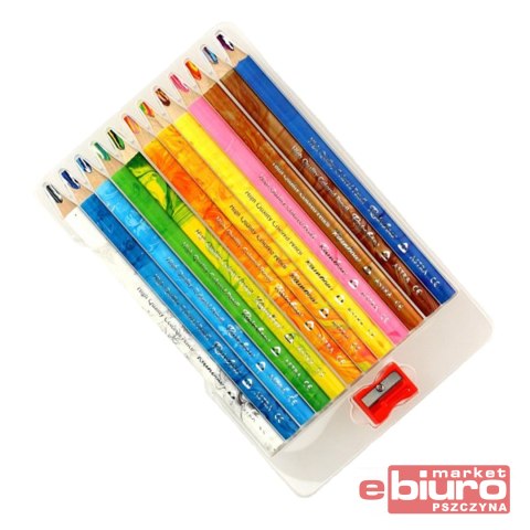 KREDKI OŁÓWKOWE JUMBO TRÓJKĄTNE TĘCZOWE 12 KOLORÓW ASTRA