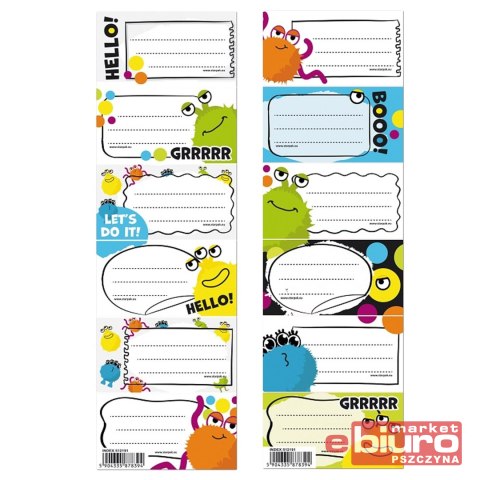 NAKLEJKI NA ZESZYT MONSTER STK A'25