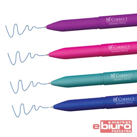 DŁUGOPIS WYMAZ CORRECT NIEB 0,6MM MIX KOL BERLINGO