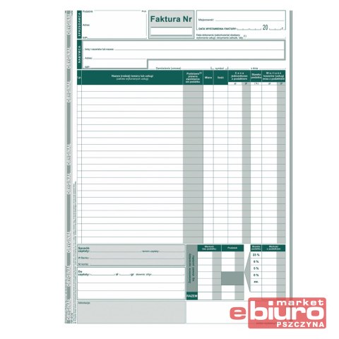 FAKTURA WZÓR UPROSZCZONY BRUTTO A4 121-1-E