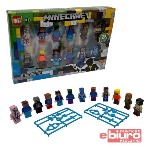FIGURKI 17X26 12 ELEMENTÓW MINECRAFT
