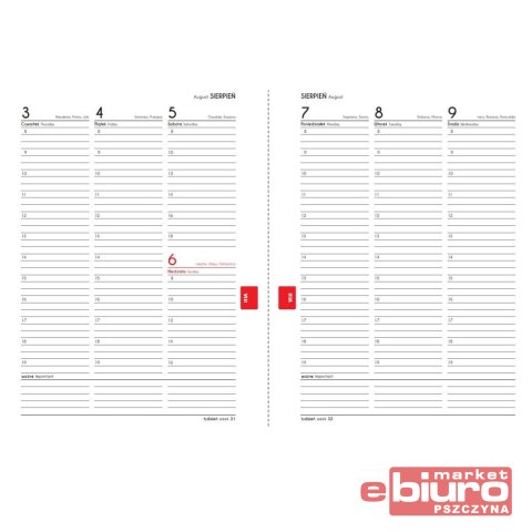 KALENDARZ NAUCZYCIELA B5 TDW CZERWONY ANTRA