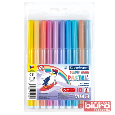 KOMPLET FLAMASTRÓW PASTEL 7550 10SZT CENTROPEN