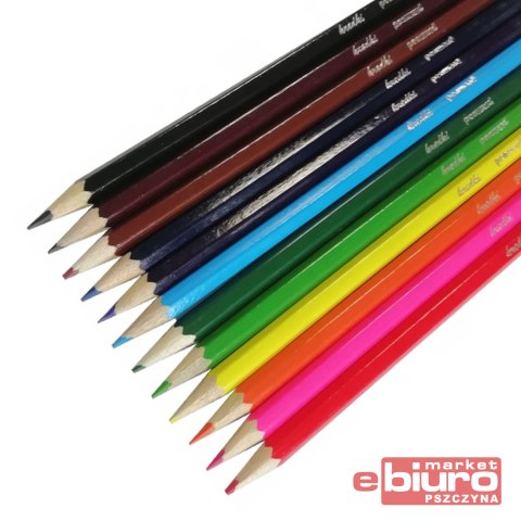 KREDKI OŁÓWKOWE 12 KOLORÓW SZEŚCIOKATNE 2721A