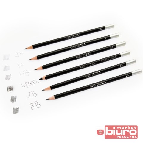 ZESTAW OŁÓWEK Z WĘGLEM 6SZT KIDEA