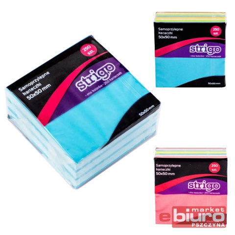 KARTECZKI SAMOPRZYLEPNE 50X50MM 250K NEON+PASTEL