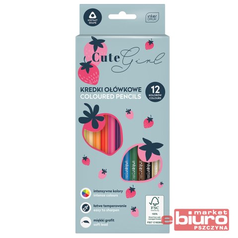 KREDKI OŁÓWKOWE TRÓJ. 12KOL CUTE GIRL INTERDRUK