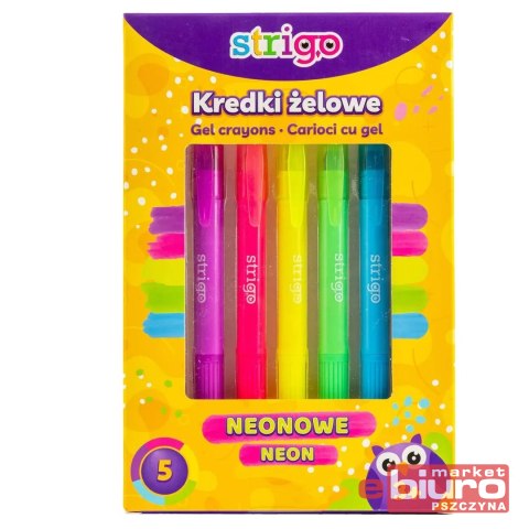 KREDKI ŻELOWE NEONOWE 5 KOLORÓW STRIGO