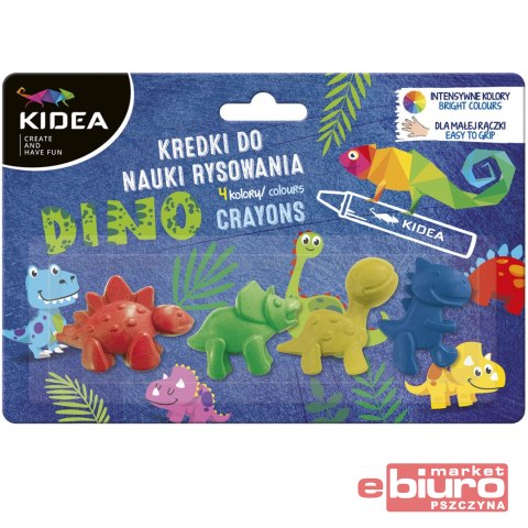KREDKI DINOZAUR DO NAUKI RYSOWANIA 4 KOL. KIDEA