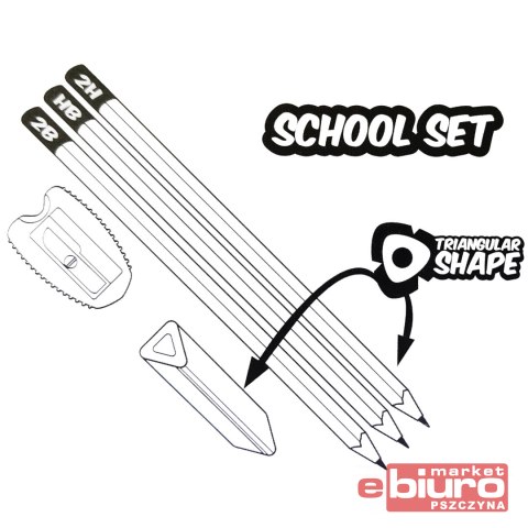 OŁÓWKI CRICCO NEONOWE 3SZT+TEMP.+GUMKA BLISTER