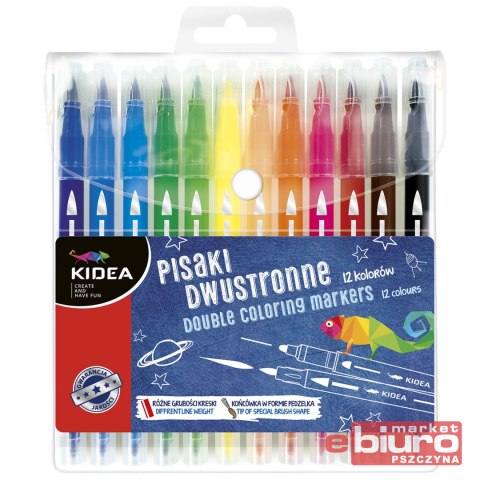 PISAKI DWUSTRONNE A BRUSH 12 KOLORÓW KIDEA