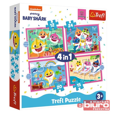 PUZZLE 4W1 RODZINA REKINÓW 34378 TREFL