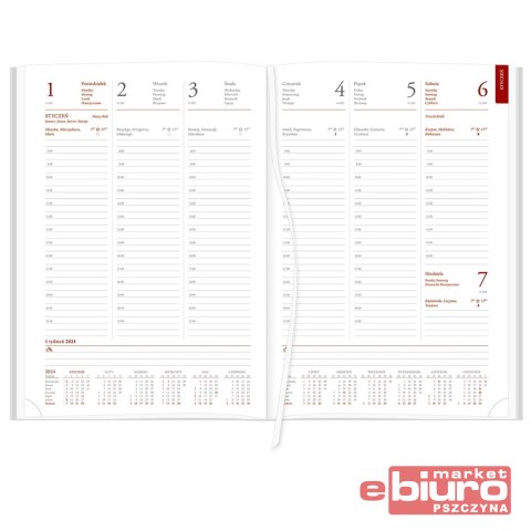 KALENDARZ A4 NEBRASKA TYGOD. NA MAGNES DUO GRANAT