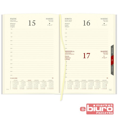 KALENDARZ A5 DZIENNY CROSS Z GUM. Z DATÓWKĄ CZERWO