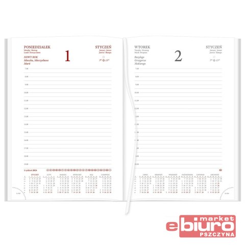 KALENDARZ A5 NEBRASKA DZIENNY NA MAGNES DUO GRANAT