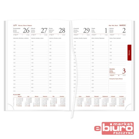 KALENDARZ A5 UKŁAD TYGODNIOWY VIVELLA GRANAT