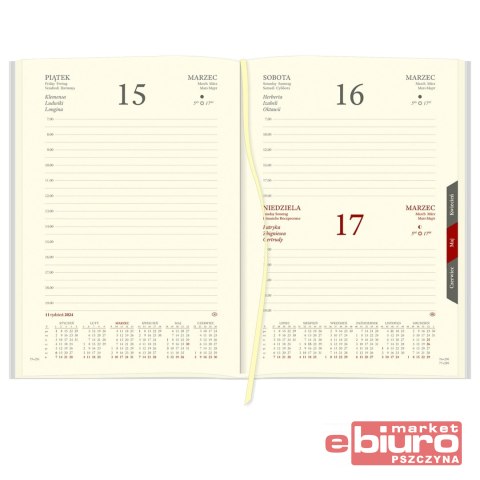 KALENDARZ B5 DZIENNY CROSS Z GUM Z DATÓWKĄ CZERWON