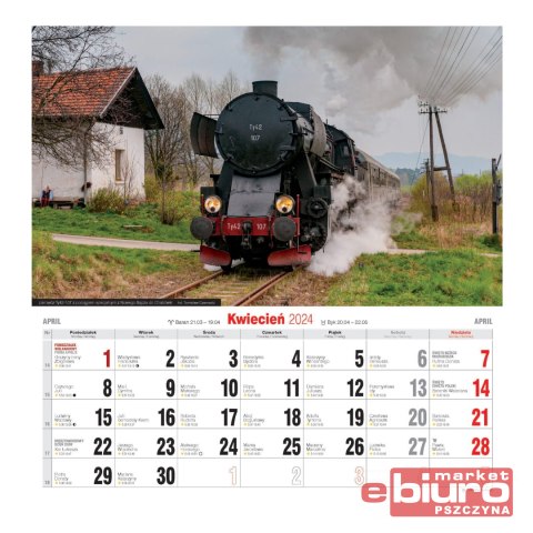 KALENDARZ ŚCIENNY DUŻY KD-36 PAROWOZY AVANTI