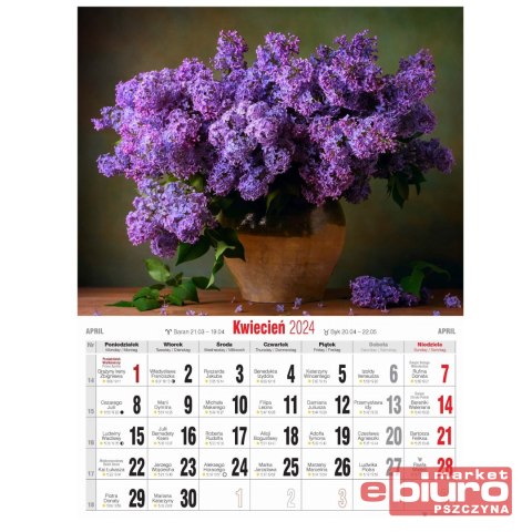 KALENDARZ ŚCIENNY MAŁY KSM 6 KWIATY AVANTI