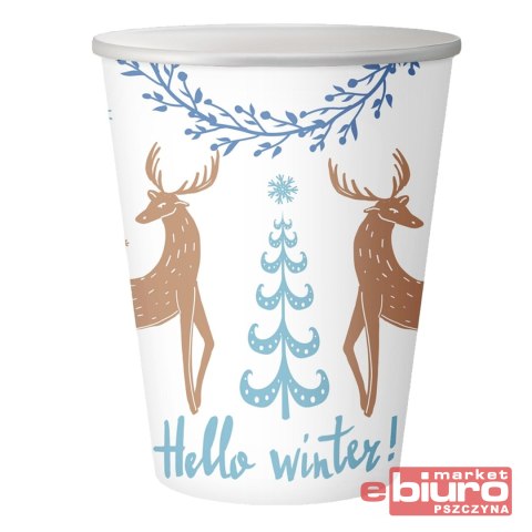 KUBECZKI PAPIEROWE HELLO WINTER BIAŁE 250ML 6SZT