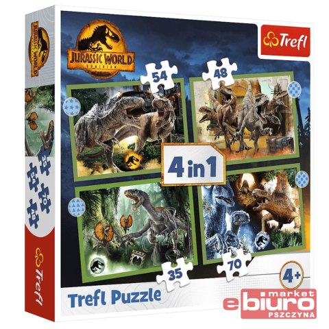 PUZZLE 4W1 GROŹNIE DINOZAURY 34607 TREFL