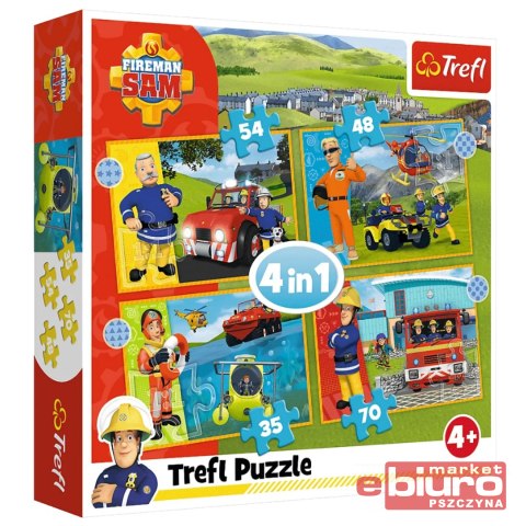 PUZZLE 4W1 ODWAŻNY STRAŻAK SAM 34387 TREFL