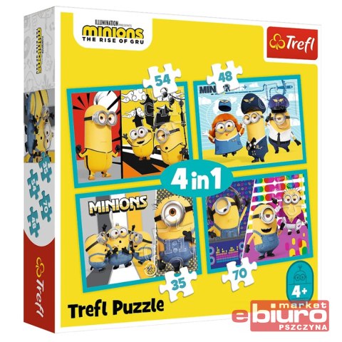 PUZZLE 4W1 WESOŁY ŚWIAT MINIONKÓW 34339 TREFL