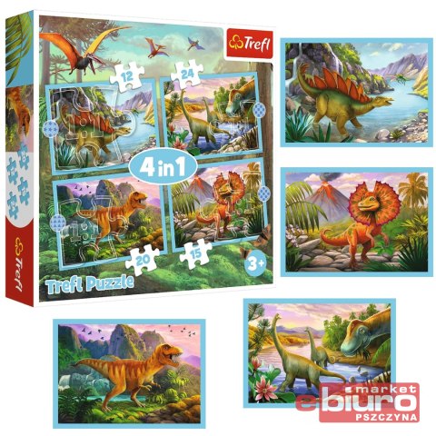 PUZZLE 4W1 WYJĄTKOWE DINOZAURY 34609 TREFL