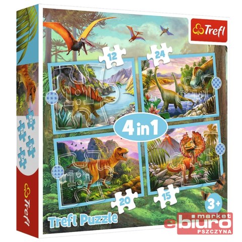 PUZZLE 4W1 WYJĄTKOWE DINOZAURY 34609 TREFL